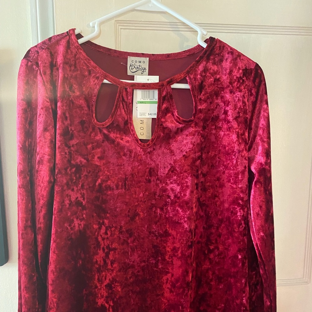 Long Sleeve Velour Holiday Top